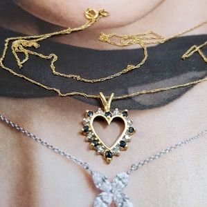 10K Small Gold Necklace with Stones